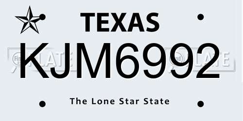 KJM6992 Texas License Plate