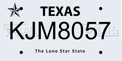 KJM8057 Texas License Plate