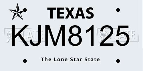 KJM8125 Texas License Plate