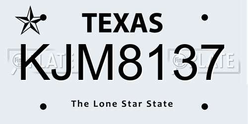 KJM8137 Texas License Plate