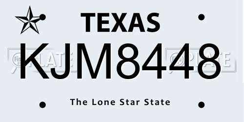 KJM8448 Texas License Plate
