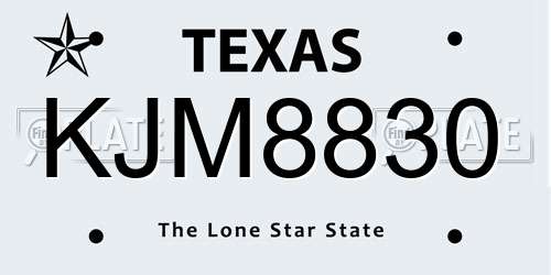 KJM8830 Texas License Plate