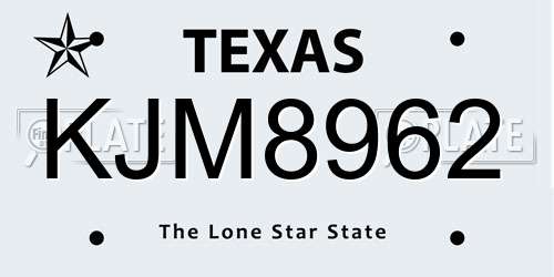KJM8962 Texas License Plate