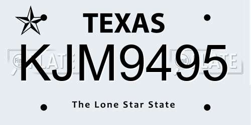 KJM9495 Texas License Plate