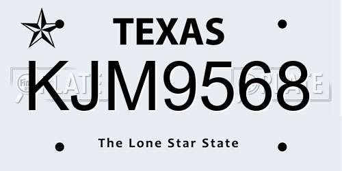 KJM9568 Texas License Plate