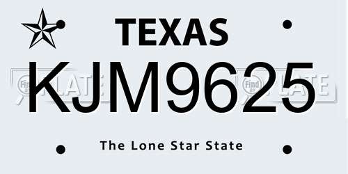 KJM9625 Texas License Plate