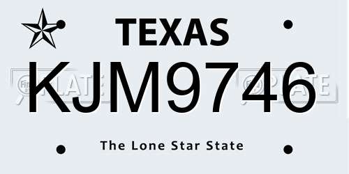 KJM9746 Texas License Plate