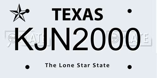 KJN2000 Texas License Plate