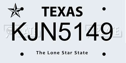 KJN5149 Texas License Plate
