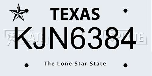 KJN6384 Texas License Plate