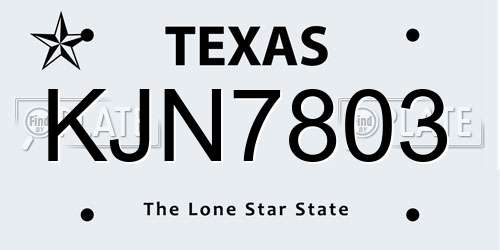 KJN7803 Texas License Plate