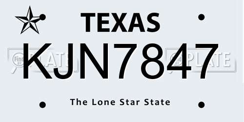 KJN7847 Texas License Plate