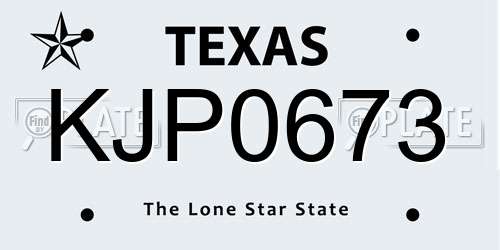 KJP0673 Texas License Plate