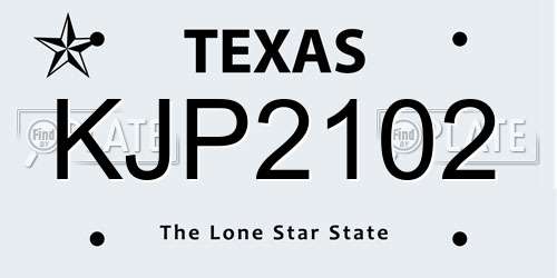KJP2102 Texas License Plate