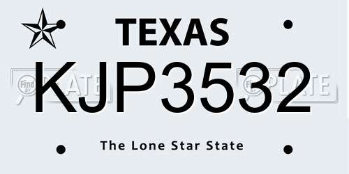 KJP3532 Texas License Plate