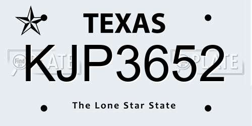 KJP3652 Texas License Plate