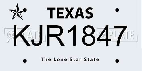 KJR1847 Texas License Plate