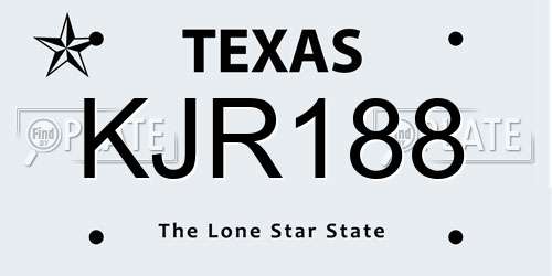 KJR188 Texas License Plate