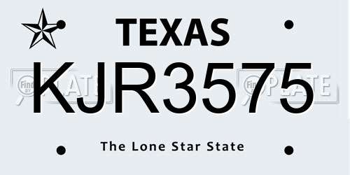 KJR3575 Texas License Plate