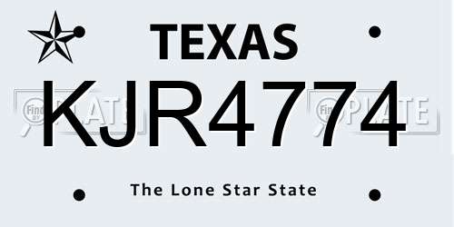 KJR4774 Texas License Plate