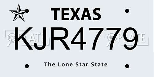 KJR4779 Texas License Plate