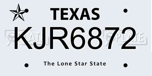 KJR6872 Texas License Plate