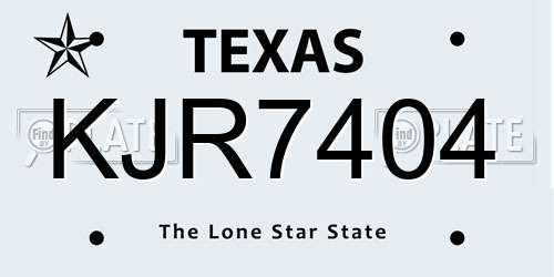 KJR7404 Texas License Plate