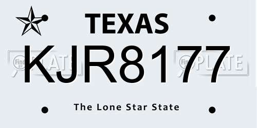 KJR8177 Texas License Plate