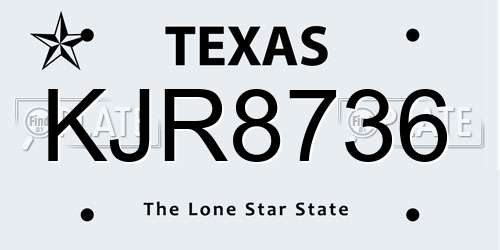 KJR8736 Texas License Plate
