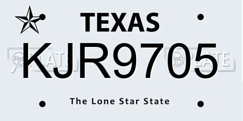 KJR9705 Texas License Plate