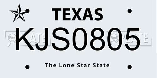 KJS0805 Texas License Plate
