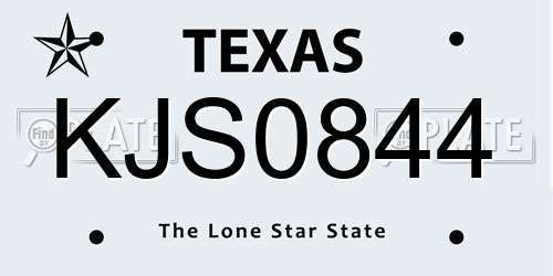 KJS0844 Texas License Plate