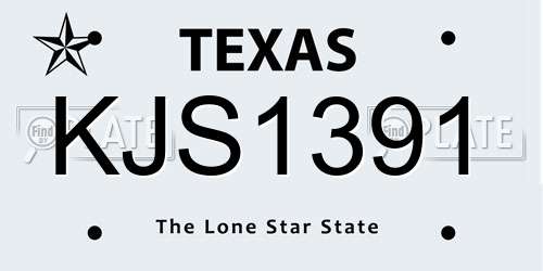 KJS1391 Texas License Plate