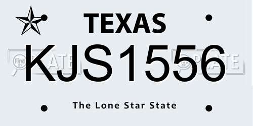 KJS1556 Texas License Plate