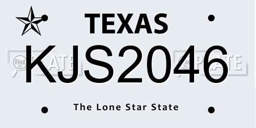 KJS2046 Texas License Plate