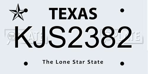 KJS2382 Texas License Plate
