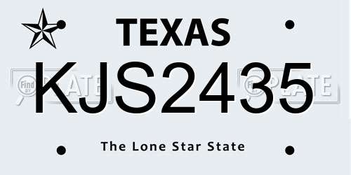 KJS2435 Texas License Plate