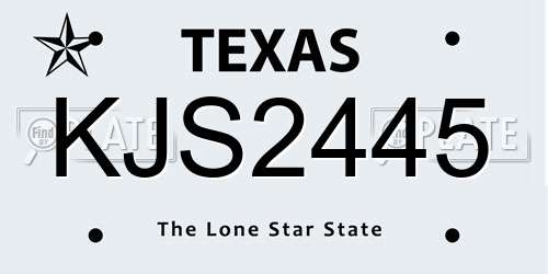 KJS2445 Texas License Plate