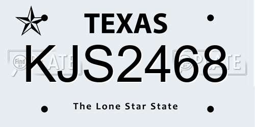 KJS2468 Texas License Plate