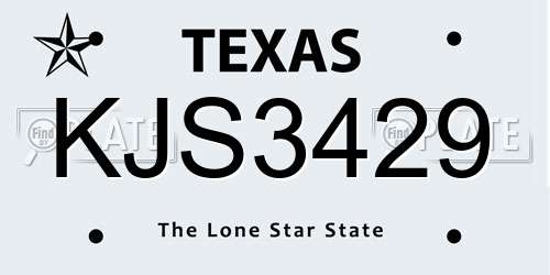 KJS3429 Texas License Plate