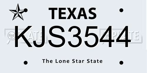 KJS3544 Texas License Plate