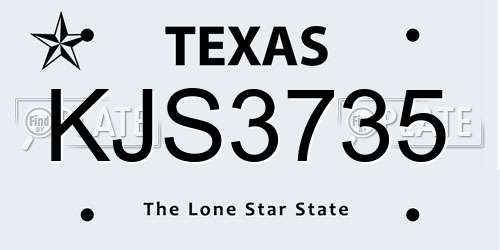 KJS3735 Texas License Plate
