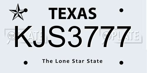 KJS3777 Texas License Plate