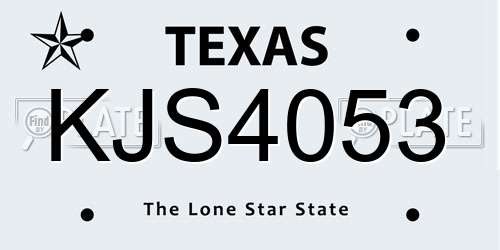 KJS4053 Texas License Plate
