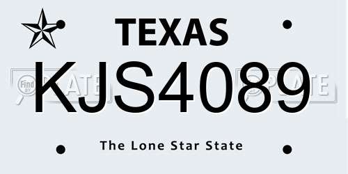 KJS4089 Texas License Plate