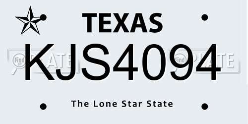 KJS4094 Texas License Plate