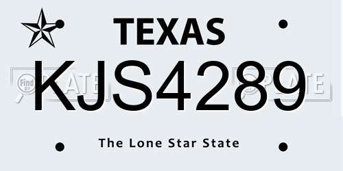 KJS4289 Texas License Plate