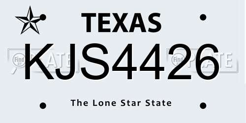 KJS4426 Texas License Plate