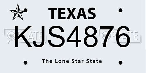 KJS4876 Texas License Plate