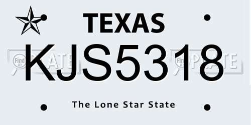 KJS5318 Texas License Plate